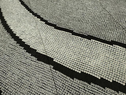 平和屋着物●訪問着 作家物 総絞り 流水文 黒地 正絹 逸品 AABF2842ck