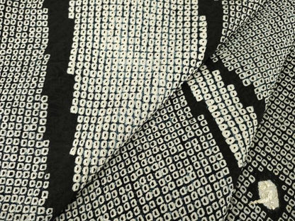 平和屋着物●訪問着 作家物 総絞り 流水文 黒地 正絹 逸品 AABF2842ck