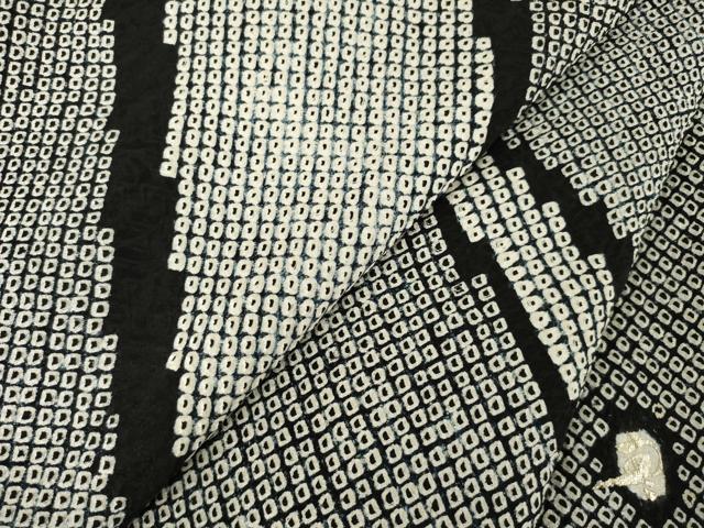 平和屋着物●訪問着 作家物 総絞り 流水文 黒地 正絹 逸品 AABF2842ck