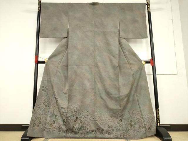 平和屋着物●菅原工房 菅原結作 漢方染紬 訪問着 舞花文 正絹 逸品 AABF2844ck