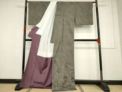 平和屋着物●菅原工房 菅原結作 漢方染紬 訪問着 舞花文 正絹 逸品 AABF2844ck