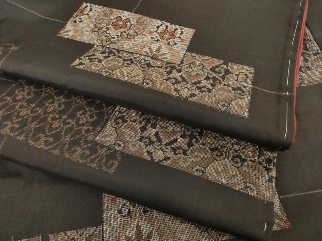 平和屋着物●本場大島紬 カタス9マルキ 飾花文 ロング丈 正絹 逸品 AABF2845ck