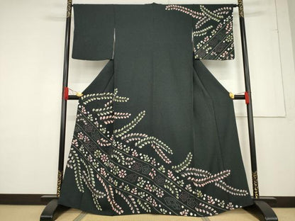 平和屋着物●訪問着 絞り 草花文 正絹 逸品 AABF2847ck
