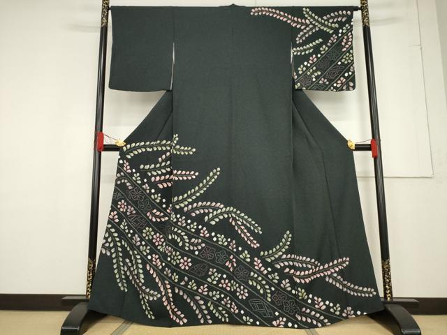 平和屋着物●訪問着 絞り 草花文 正絹 逸品 AABF2847ck