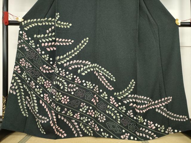 平和屋着物●訪問着 絞り 草花文 正絹 逸品 AABF2847ck