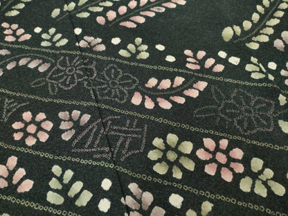 平和屋着物●訪問着 絞り 草花文 正絹 逸品 AABF2847ck