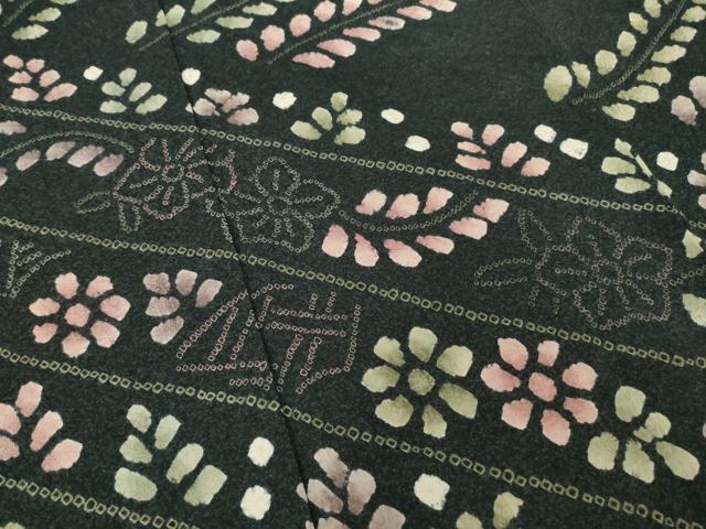 平和屋着物●訪問着 絞り 草花文 正絹 逸品 AABF2847ck