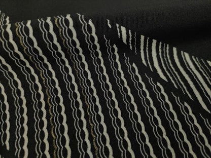 平和屋着物●訪問着 刺繍 短冊文 黒地 金彩 正絹 逸品 AABF2849ck