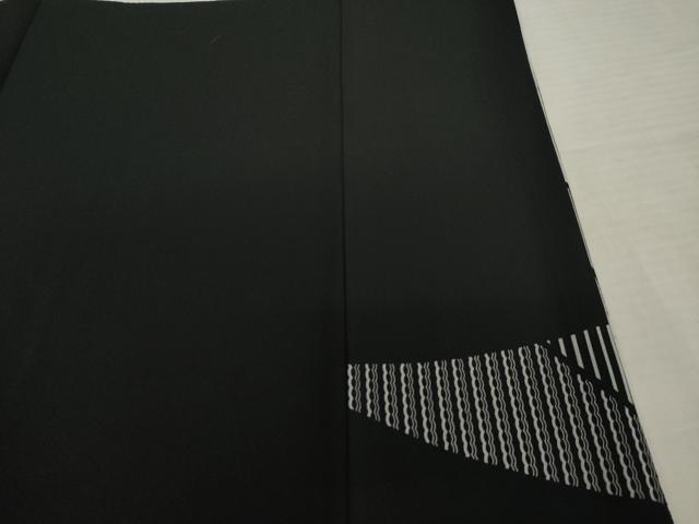 平和屋着物●訪問着 刺繍 短冊文 黒地 金彩 正絹 逸品 AABF2849ck