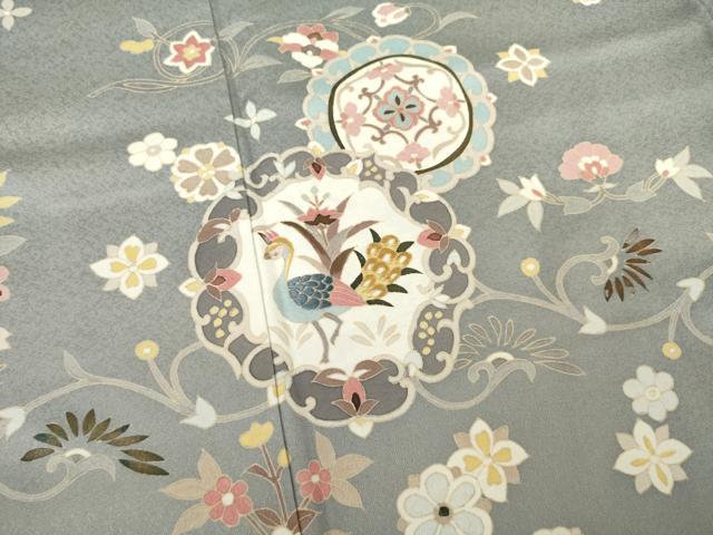 平和屋着物●訪問着 友禅 作家物 刺繍 花鳥文 暈し染め 正絹 逸品 AABF2850ck