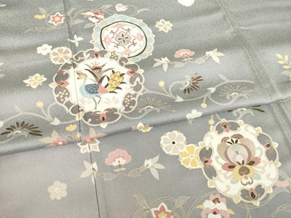 平和屋着物●訪問着 友禅 作家物 刺繍 花鳥文 暈し染め 正絹 逸品 AABF2850ck