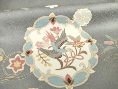 平和屋着物●訪問着 友禅 作家物 刺繍 花鳥文 暈し染め 正絹 逸品 AABF2850ck