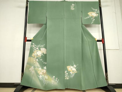 平和屋着物●訪問着 作家物 地紙花文 暈し染め 金彩 正絹 逸品 AABF2851ck