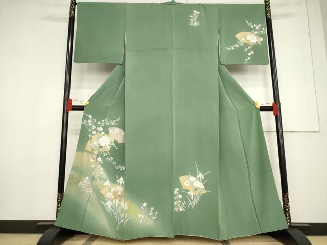平和屋着物●訪問着 作家物 地紙花文 暈し染め 金彩 正絹 逸品 AABF2851ck