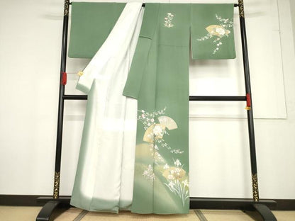 平和屋着物●訪問着 作家物 地紙花文 暈し染め 金彩 正絹 逸品 AABF2851ck