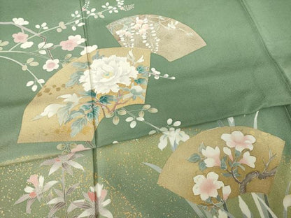 平和屋着物●訪問着 作家物 地紙花文 暈し染め 金彩 正絹 逸品 AABF2851ck