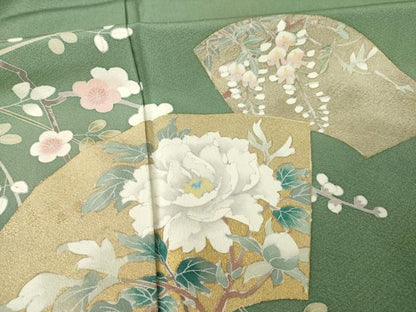 平和屋着物●訪問着 作家物 地紙花文 暈し染め 金彩 正絹 逸品 AABF2851ck