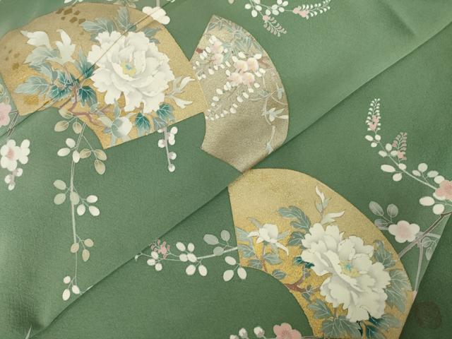 平和屋着物●訪問着 作家物 地紙花文 暈し染め 金彩 正絹 逸品 AABF2851ck