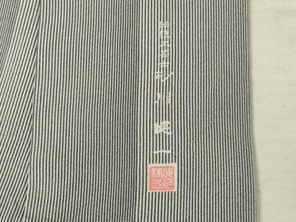 平和屋着物●伝統工芸士 砂川健一 江戸小紋 間道 正絹 逸品 AABF2852ck