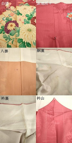 平和屋着物●アンティーク 大正ロマン 訪問着 刺繍 御所車花文 正絹 逸品 AABF2854ck