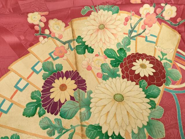 平和屋着物●アンティーク 大正ロマン 訪問着 刺繍 御所車花文 正絹 逸品 AABF2854ck