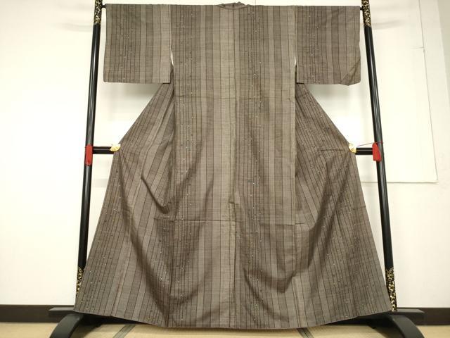 平和屋着物●本場大島紬 一元7マルキ 間道 正絹 逸品 AABF2856ck