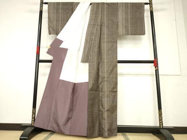 平和屋着物●本場大島紬 一元7マルキ 間道 正絹 逸品 AABF2856ck