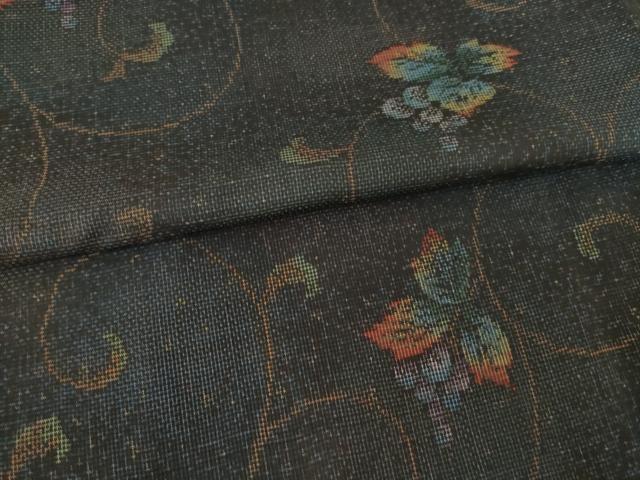 平和屋着物●本場大島紬 カタス7マルキ 総絣 葡萄唐草文 正絹 逸品 AABF2857ck