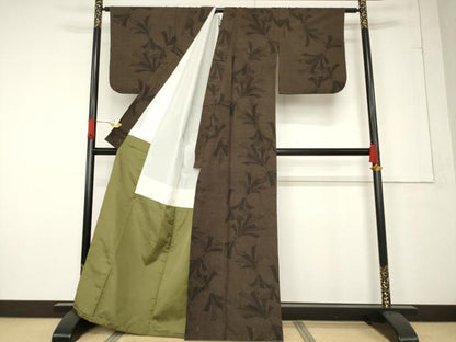 平和屋着物●結城紬 100亀甲 束ね熨斗文 正絹 逸品 AABF2859ck
