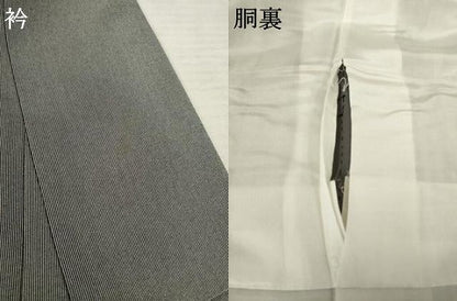 平和屋着物●伝統工芸士 保科信 江戸小紋 万筋 黒色×白色 正絹 逸品 AABF2860ck