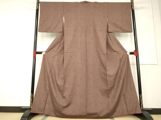 平和屋着物●結城紬 草花間道 正絹 逸品 AABF2861ck