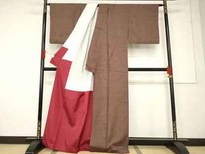 平和屋着物●結城紬 草花間道 正絹 逸品 AABF2861ck