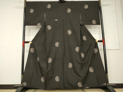 平和屋着物●本場大島紬 カタス9マルキ 地空き ミミズク 竹 正絹 逸品 AABF2862ck