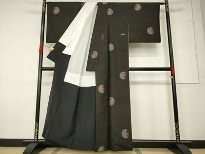 平和屋着物●本場大島紬 カタス9マルキ 地空き ミミズク 竹 正絹 逸品 AABF2862ck
