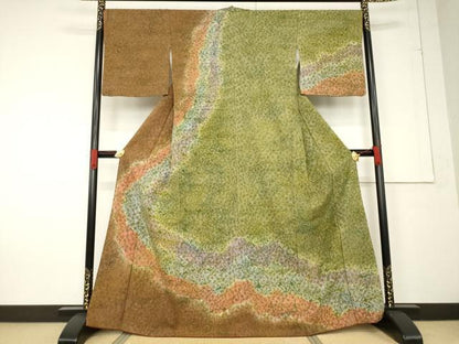 平和屋着物●菅原工房 菅原結作 漢方染紬 訪問着 道長文 正絹 逸品 AABF2863ck