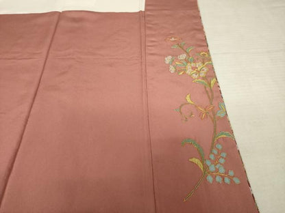 平和屋着物●訪問着　総刺繍　更紗花鳥文　暈し染め　金糸　正絹　逸品　AABF2866ck