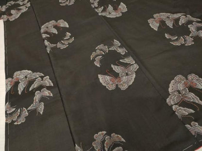 平和屋着物●本場大島紬　カタス9マルキ　地空き　舞蝶文　正絹　逸品　未使用　AABF2870ck