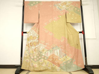平和屋着物●京友禅の第一人者 松井青々 訪問着 駒刺繍 松皮菱花文 金彩 正絹 逸品 AABF2871ck
