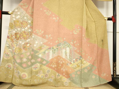 平和屋着物●京友禅の第一人者 松井青々 訪問着 駒刺繍 松皮菱花文 金彩 正絹 逸品 AABF2871ck