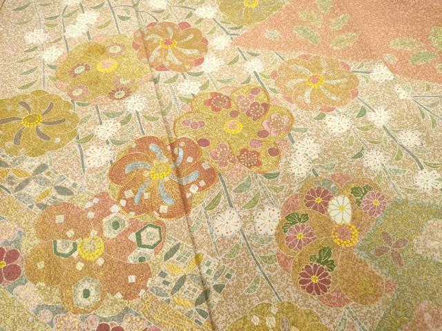 平和屋着物●京友禅の第一人者 松井青々 訪問着 駒刺繍 松皮菱花文 金彩 正絹 逸品 AABF2871ck