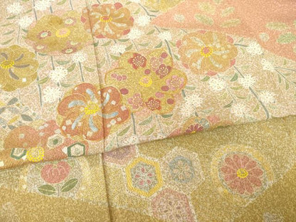 平和屋着物●京友禅の第一人者 松井青々 訪問着 駒刺繍 松皮菱花文 金彩 正絹 逸品 AABF2871ck