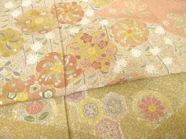 平和屋着物●京友禅の第一人者 松井青々 訪問着 駒刺繍 松皮菱花文 金彩 正絹 逸品 AABF2871ck