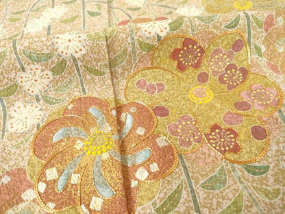 平和屋着物●京友禅の第一人者 松井青々 訪問着 駒刺繍 松皮菱花文 金彩 正絹 逸品 AABF2871ck