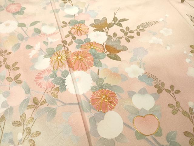 平和屋着物●訪問着 友禅 作家物 駒刺繍 草花文 金彩 正絹 逸品 AABF2872ck