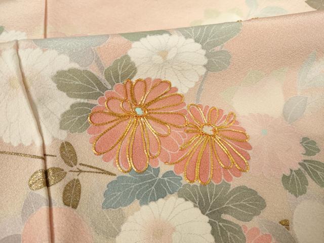 平和屋着物●訪問着 友禅 作家物 駒刺繍 草花文 金彩 正絹 逸品 AABF2872ck