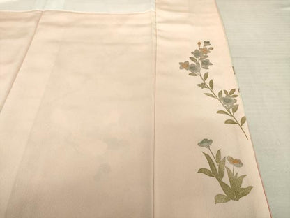 平和屋着物●訪問着 友禅 作家物 駒刺繍 草花文 金彩 正絹 逸品 AABF2872ck