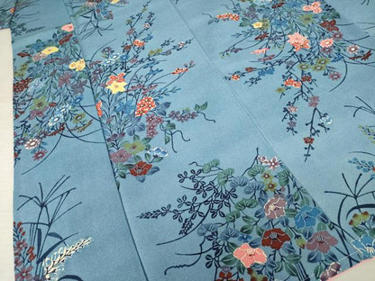 平和屋着物●上質な小紋 型染め 草花文 正絹 逸品 未使用 AABF2873ck