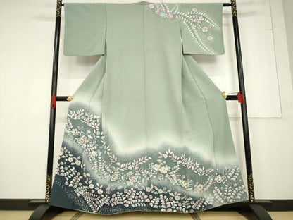 平和屋着物●訪問着 辻が花 絞り 舞花文 暈し染め 正絹 逸品 AABF2877ck
