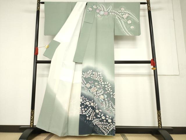 平和屋着物●訪問着 辻が花 絞り 舞花文 暈し染め 正絹 逸品 AABF2877ck