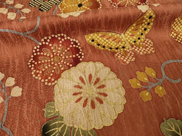 平和屋着物●訪問着 花蝶唐草文 金彩 正絹 逸品 AABF2881ck